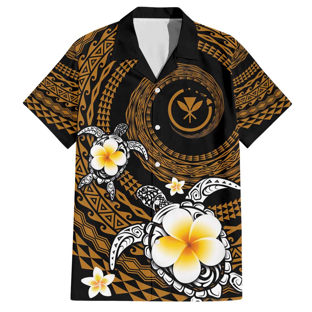 Hawaiian Plumeria Turtle Tribal Spiral Polynesian Tattoo Hawaiian Shirt Gold Color LT03 Gold - Polynesian Pride