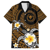 Hawaiian Plumeria Turtle Tribal Spiral Polynesian Tattoo Hawaiian Shirt Gold Color LT03 Gold - Polynesian Pride