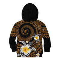 Hawaiian Plumeria Turtle Tribal Spiral Polynesian Tattoo Kid Hoodie Gold Color
