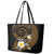 Hawaiian Plumeria Turtle Tribal Spiral Polynesian Tattoo Leather Tote Bag Gold Color