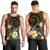 Hawaiian Plumeria Turtle Tribal Spiral Polynesian Tattoo Men Tank Top Gold Color