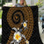 Hawaiian Plumeria Turtle Tribal Spiral Polynesian Tattoo Quilt Gold Color