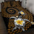 Hawaiian Plumeria Turtle Tribal Spiral Polynesian Tattoo Quilt Bed Set Gold Color