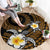 Hawaiian Plumeria Turtle Tribal Spiral Polynesian Tattoo Round Carpet Gold Color