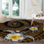 Hawaiian Plumeria Turtle Tribal Spiral Polynesian Tattoo Round Carpet Gold Color