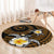 Hawaiian Plumeria Turtle Tribal Spiral Polynesian Tattoo Round Carpet Gold Color