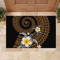 Hawaiian Plumeria Turtle Tribal Spiral Polynesian Tattoo Rubber Doormat Gold Color