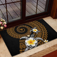 Hawaiian Plumeria Turtle Tribal Spiral Polynesian Tattoo Rubber Doormat Gold Color