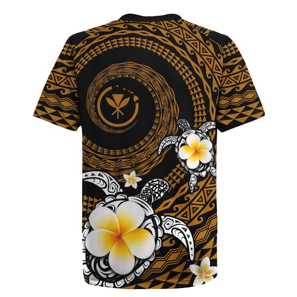 Hawaiian Plumeria Turtle Tribal Spiral Polynesian Tattoo Rugby Jersey Gold Color LT03 - Polynesian Pride
