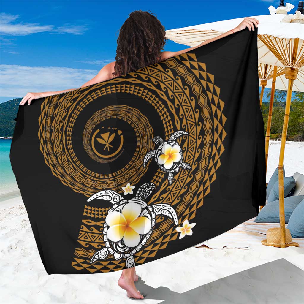 Hawaiian Plumeria Turtle Tribal Spiral Polynesian Tattoo Sarong Gold Color