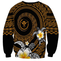 Hawaiian Plumeria Turtle Tribal Spiral Polynesian Tattoo Sweatshirt Gold Color LT03 - Polynesian Pride