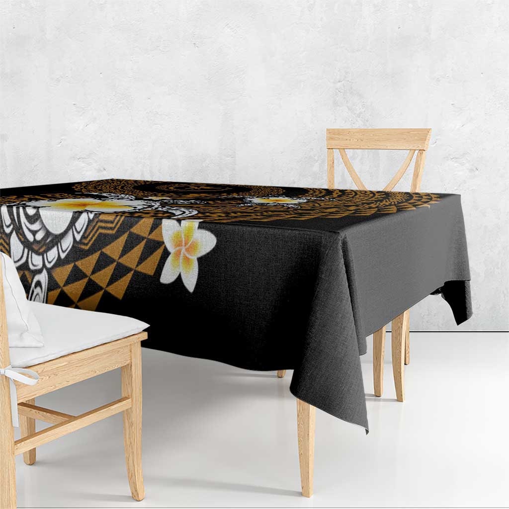 Hawaiian Plumeria Turtle Tribal Spiral Polynesian Tattoo Tablecloth Gold Color LT03 - Polynesian Pride