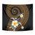 Hawaiian Plumeria Turtle Tribal Spiral Polynesian Tattoo Tapestry Gold Color