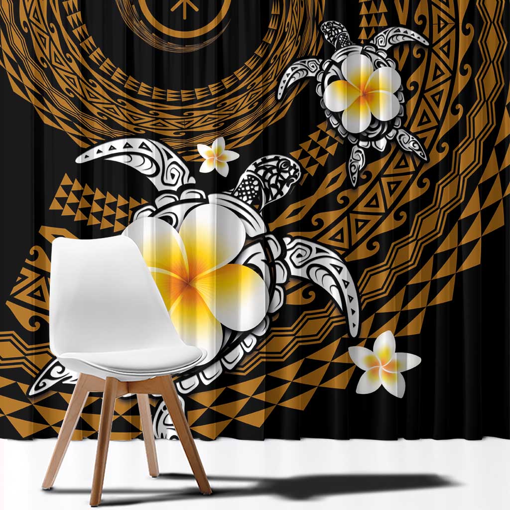 Hawaiian Plumeria Turtle Tribal Spiral Polynesian Tattoo Window Curtain Gold Color LT03 - Polynesian Pride