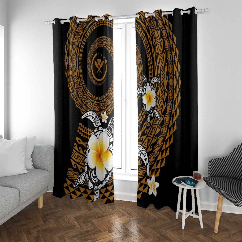 Hawaiian Plumeria Turtle Tribal Spiral Polynesian Tattoo Window Curtain Gold Color LT03 With Grommets Gold - Polynesian Pride