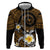 Hawaiian Plumeria Turtle Tribal Spiral Polynesian Tattoo Zip Hoodie Gold Color