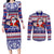 Custom American Samoa Christmas Couples Matching Long Sleeve Bodycon Dress and Long Sleeve Button Shirts Samoan Coat of Arms and Cool Santa Ornament Style LT03 Blue - Polynesian Pride