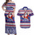 Custom American Samoa Christmas Couples Matching Off Shoulder Maxi Dress and Hawaiian Shirt Samoan Coat of Arms and Cool Santa Ornament Style LT03 Blue - Polynesian Pride