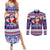 Custom American Samoa Christmas Couples Matching Summer Maxi Dress and Long Sleeve Button Shirts Samoan Coat of Arms and Cool Santa Ornament Style LT03 Blue - Polynesian Pride