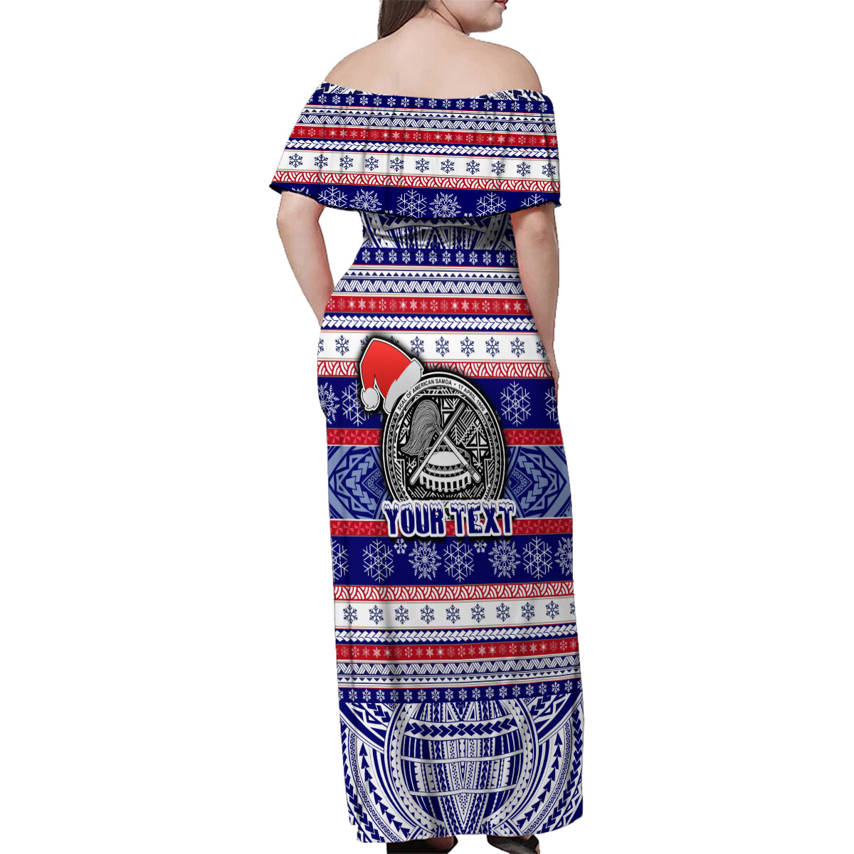 Custom American Samoa Christmas Family Matching Off Shoulder Maxi Dress and Hawaiian Shirt Samoan Coat of Arms and Cool Santa Ornament Style LT03 - Polynesian Pride