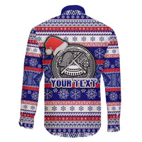 Custom American Samoa Christmas Family Matching Summer Maxi Dress and Hawaiian Shirt Samoan Coat of Arms and Cool Santa Ornament Style LT03 - Polynesian Pride