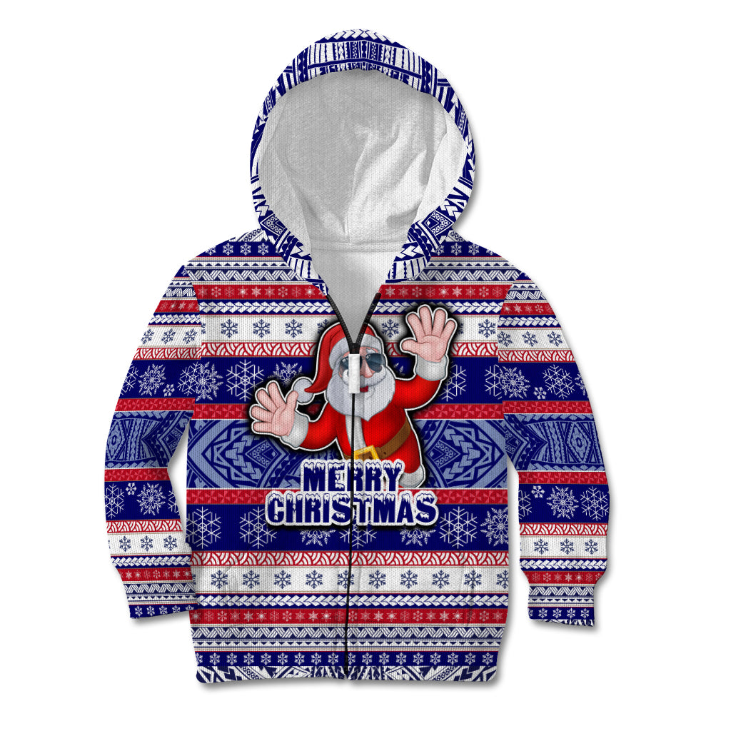 Custom American Samoa Christmas Kid Hoodie Samoan Coat of Arms and Cool Santa Ornament Style LT03 - Polynesian Pride