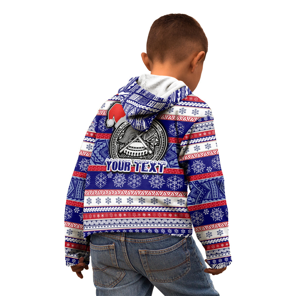 Custom American Samoa Christmas Kid Hoodie Samoan Coat of Arms and Cool Santa Ornament Style LT03 - Polynesian Pride