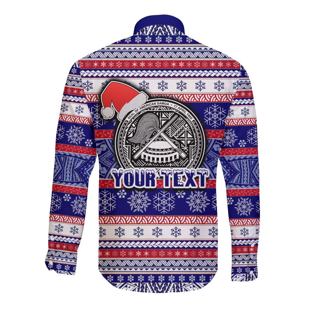 Custom American Samoa Christmas Long Sleeve Button Shirt Samoan Coat of Arms and Cool Santa Ornament Style LT03 - Polynesian Pride