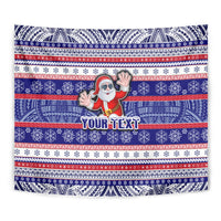 Custom American Samoa Christmas Tapestry Samoan Coat of Arms and Cool Santa Ornament Style LT03 - Polynesian Pride