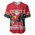 Papua New Guinea Christmas Baseball Jersey Santa With Flag Of PNG Polynesian Tribal Xmas Vibe LT03 Red - Polynesian Pride