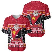 Papua New Guinea Christmas Baseball Jersey Santa With Flag Of PNG Polynesian Tribal Xmas Vibe LT03 - Polynesian Pride
