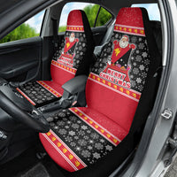 Papua New Guinea Christmas Car Seat Cover Santa With Flag Of PNG Polynesian Tribal Xmas Vibe LT03 - Polynesian Pride