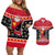 Papua New Guinea Christmas Couples Matching Off Shoulder Short Dress and Hawaiian Shirt Santa With Flag Of PNG Polynesian Tribal Xmas Vibe LT03 Red - Polynesian Pride