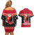 Papua New Guinea Christmas Couples Matching Off Shoulder Short Dress and Hawaiian Shirt Santa With Flag Of PNG Polynesian Tribal Xmas Vibe LT03 - Polynesian Pride