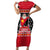 Papua New Guinea Christmas Family Matching Short Sleeve Bodycon Dress and Hawaiian Shirt Santa With Flag Of PNG Polynesian Tribal Xmas Vibe LT03 Mom's Dress Red - Polynesian Pride