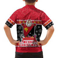 Papua New Guinea Christmas Kid Hawaiian Shirt Santa With Flag Of PNG Polynesian Tribal Xmas Vibe LT03 - Polynesian Pride