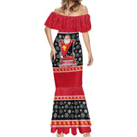 Papua New Guinea Christmas Mermaid Dress Santa With Flag Of PNG Polynesian Tribal Xmas Vibe LT03 - Polynesian Pride