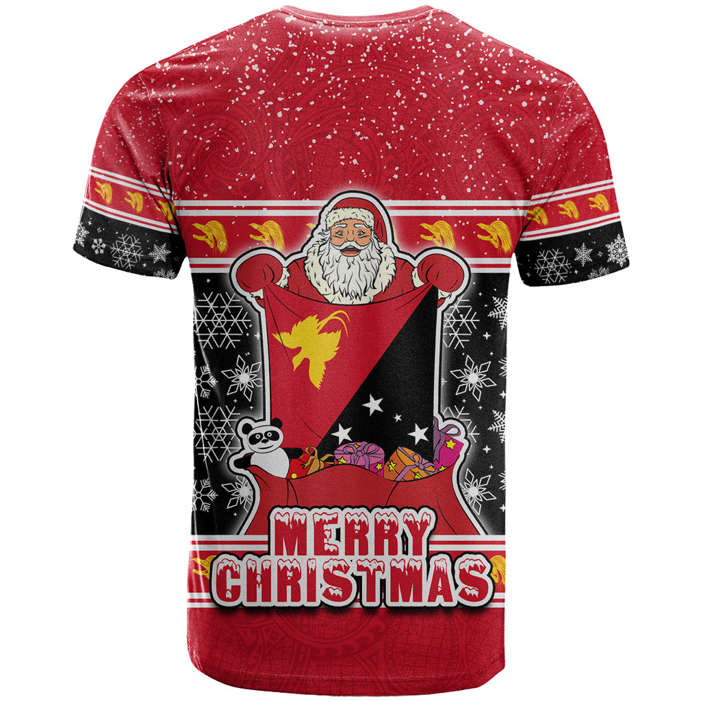 Papua New Guinea Christmas T Shirt Santa With Flag Of PNG Polynesian Tribal Xmas Vibe LT03 - Polynesian Pride