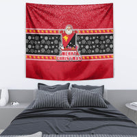 Papua New Guinea Christmas Tapestry Santa With Flag Of PNG Polynesian Tribal Xmas Vibe LT03 - Polynesian Pride