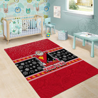 Custom Papua New Guinea Christmas Area Rug Santa With Flag Of PNG Polynesian Tribal Xmas Vibe LT03 - Polynesian Pride