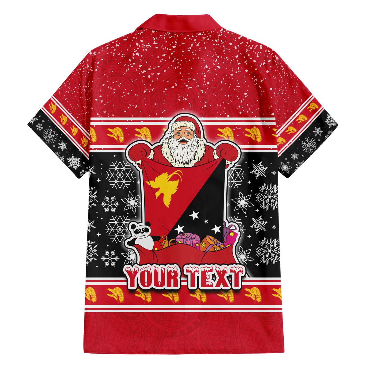 Custom Papua New Guinea Christmas Family Matching Short Sleeve Bodycon Dress and Hawaiian Shirt Santa With Flag Of PNG Polynesian Tribal Xmas Vibe LT03 - Polynesian Pride