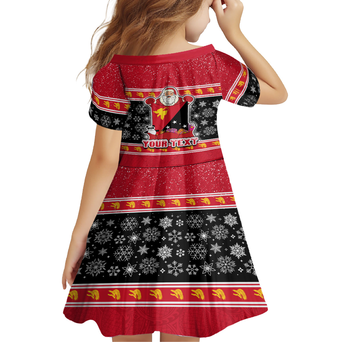 Custom Papua New Guinea Christmas Family Matching Tank Maxi Dress and Hawaiian Shirt Santa With Flag Of PNG Polynesian Tribal Xmas Vibe LT03 - Polynesian Pride
