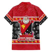 Custom Papua New Guinea Christmas Family Matching Tank Maxi Dress and Hawaiian Shirt Santa With Flag Of PNG Polynesian Tribal Xmas Vibe LT03 - Polynesian Pride