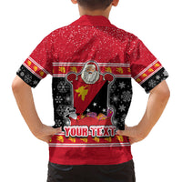Custom Papua New Guinea Christmas Kid Hawaiian Shirt Santa With Flag Of PNG Polynesian Tribal Xmas Vibe LT03 - Polynesian Pride