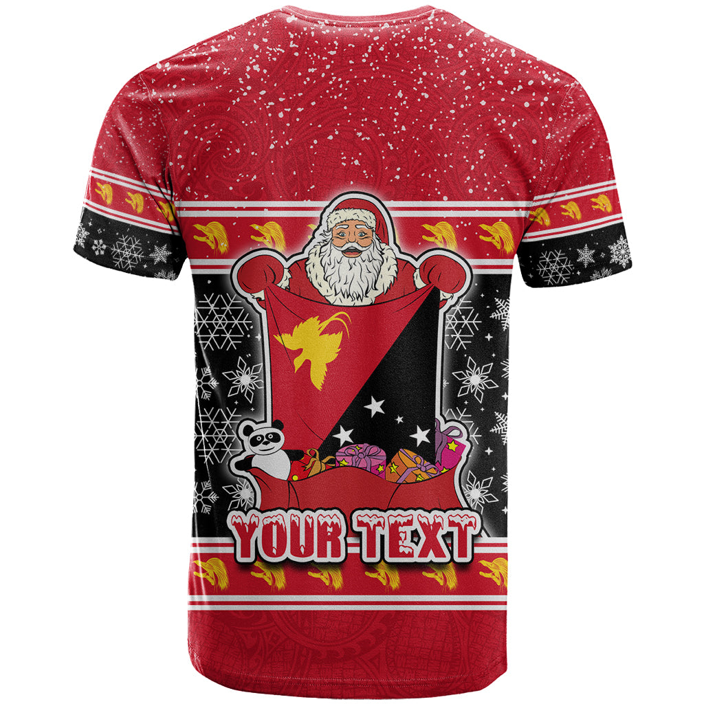 Custom Papua New Guinea Christmas T Shirt Santa With Flag Of PNG Polynesian Tribal Xmas Vibe LT03 - Polynesian Pride