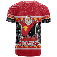 Custom Papua New Guinea Christmas T Shirt Santa With Flag Of PNG Polynesian Tribal Xmas Vibe LT03 - Polynesian Pride