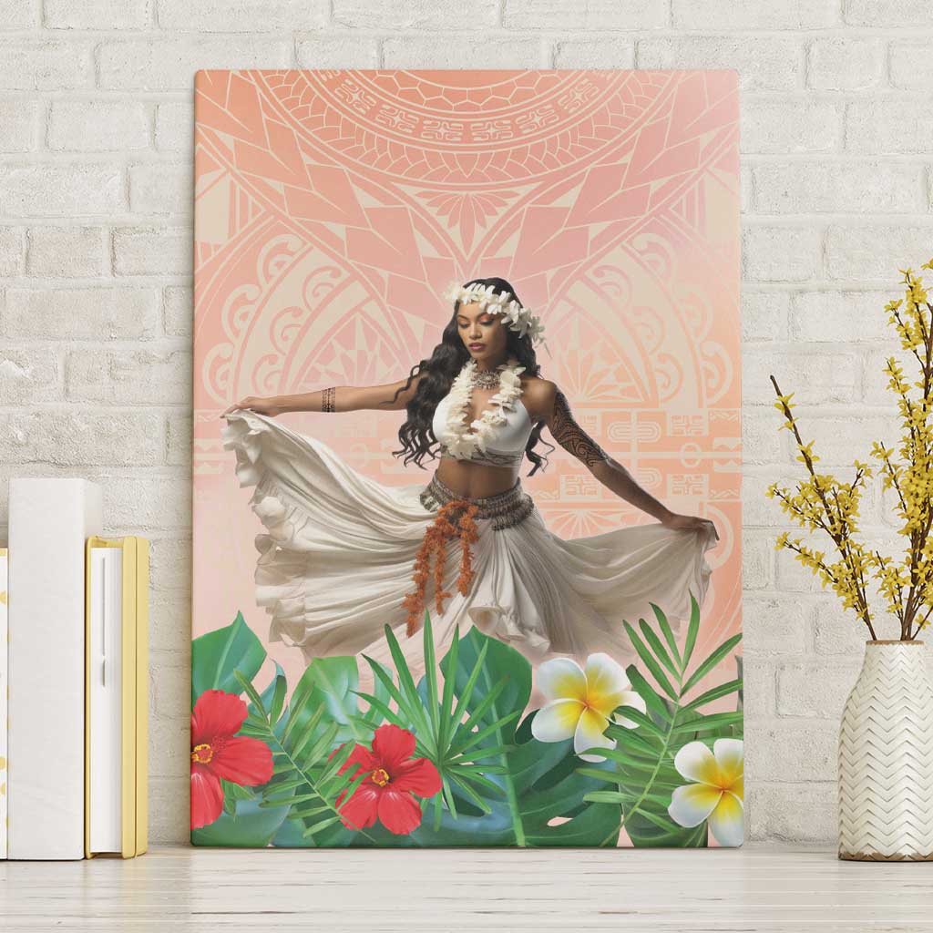 Woman Polynesian Tattoos Canvas Wall Art Tropical Flower - Peach Fuzz Color LT03 Without Frame Peach Fuzz - Polynesian Pride
