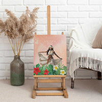 Woman Polynesian Tattoos Canvas Wall Art Tropical Flower - Peach Fuzz Color LT03 - Polynesian Pride