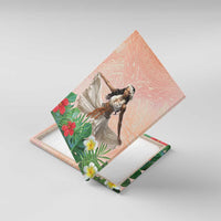 Woman Polynesian Tattoos Canvas Wall Art Tropical Flower - Peach Fuzz Color LT03 With Frame Peach Fuzz - Polynesian Pride