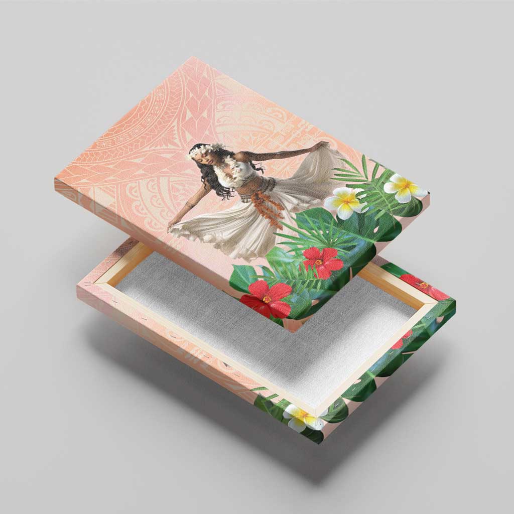 Woman Polynesian Tattoos Canvas Wall Art Tropical Flower - Peach Fuzz Color LT03 - Polynesian Pride